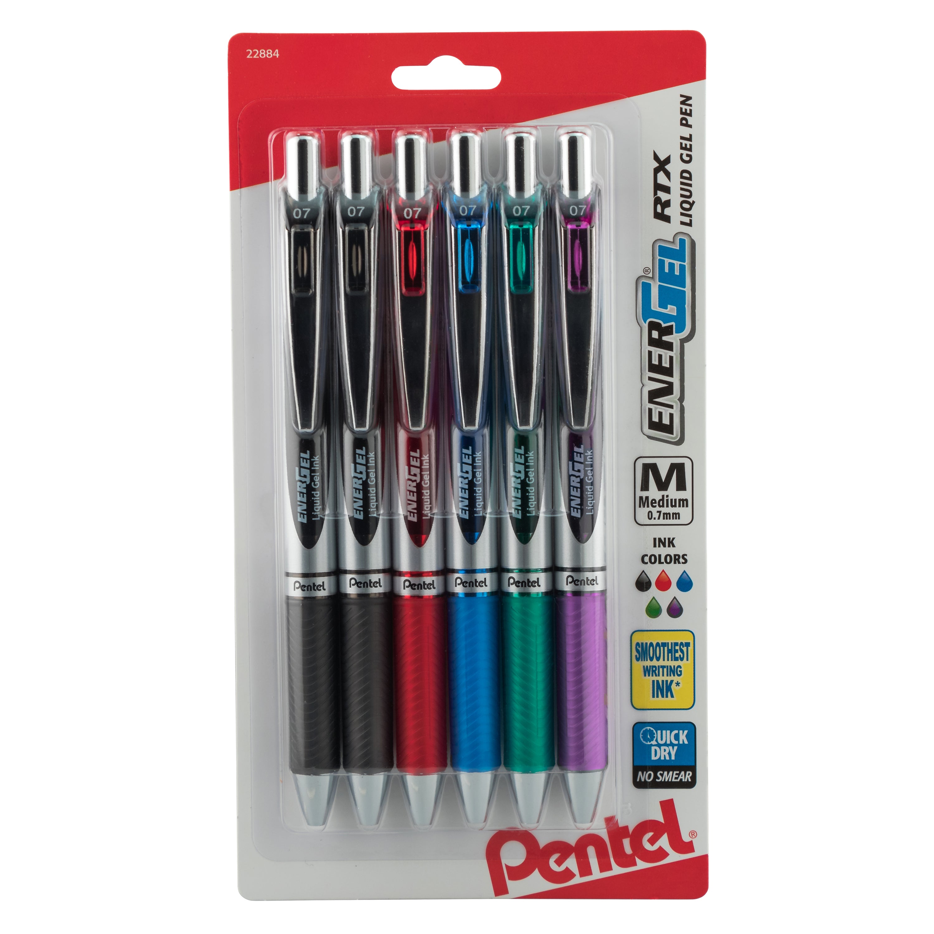 Pentel BL77BP6M, BL77BP6M1 EnerGel RTX Retractable Liquid Gel Pens