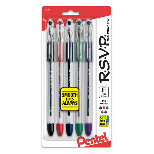 R.S.V.P.® Ballpoint Pens, 5 Pack Assorted Colors