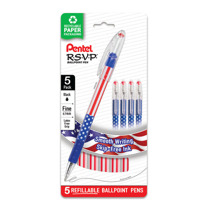 Stars & Stripes RSVP Ballpoint Pens, 5 Pack