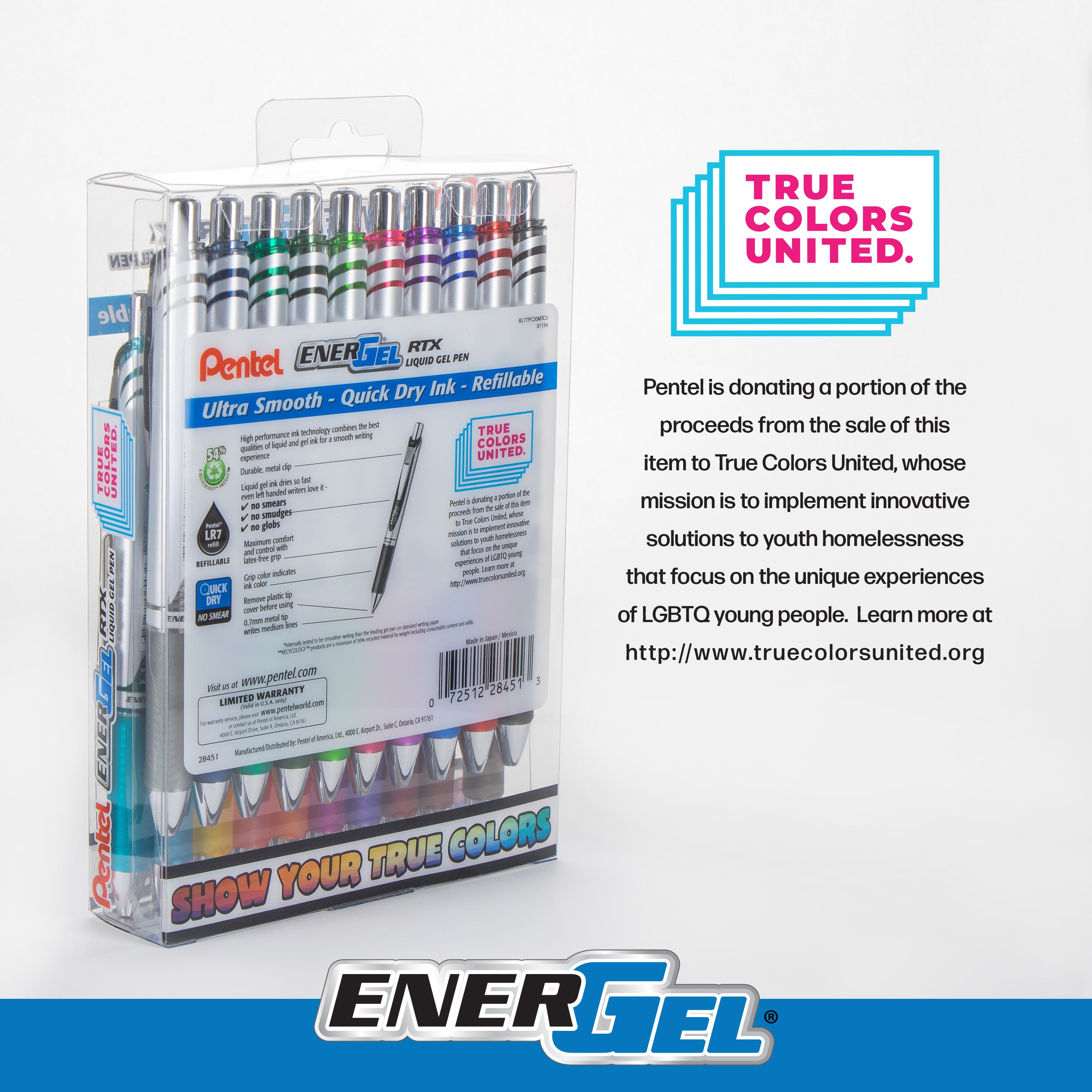 EnerGel RTX Liquid Gel Pens - TCU 20 Colors Box