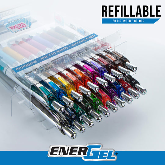 EnerGel RTX Liquid Gel Pens - TCU 20 Colors Box