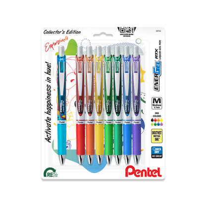 EnerGel Expressions (0.7mm) Medium Line, Assorted Ink, 8-Packs