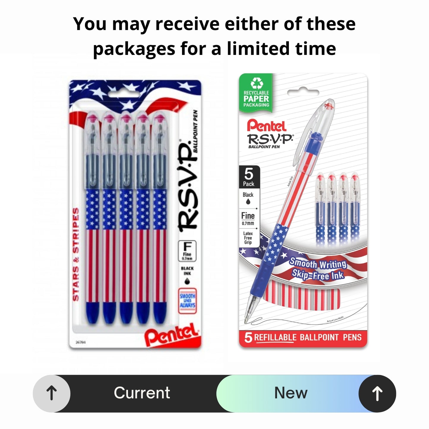 Stars & Stripes RSVP Ballpoint Pens, 5 Pack