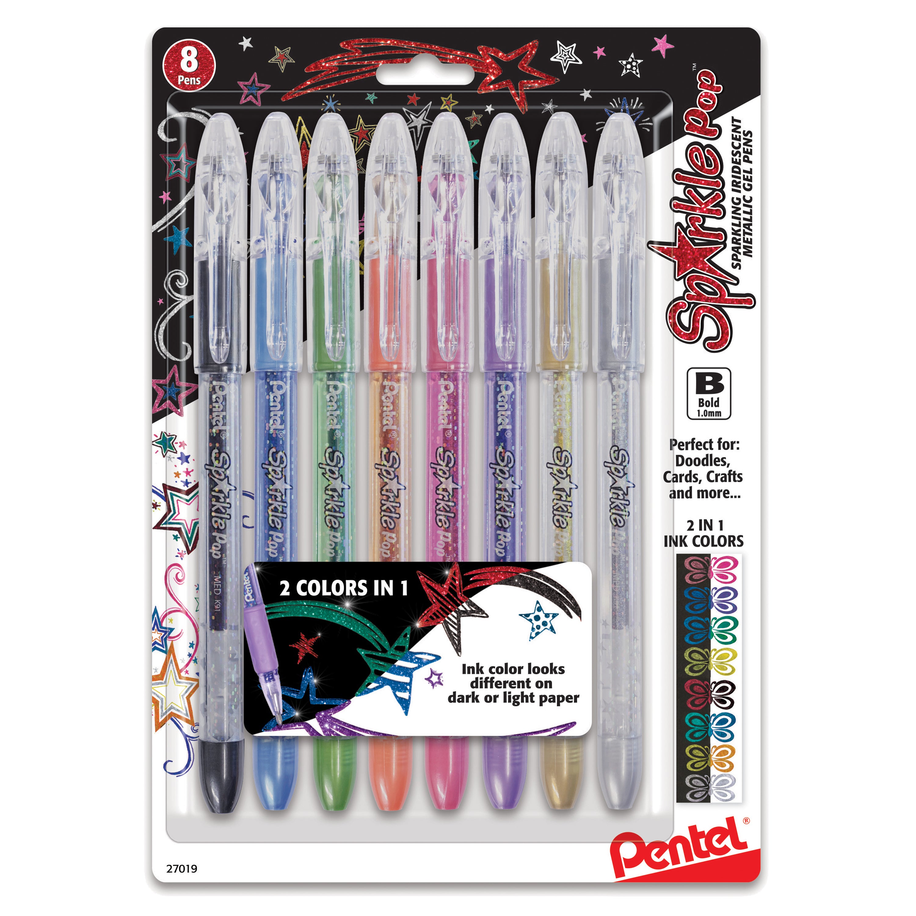 Sparkle Pop Metallic Gel Pen, (1.0mm) Bold Line, Assorted Ink 8-Pk