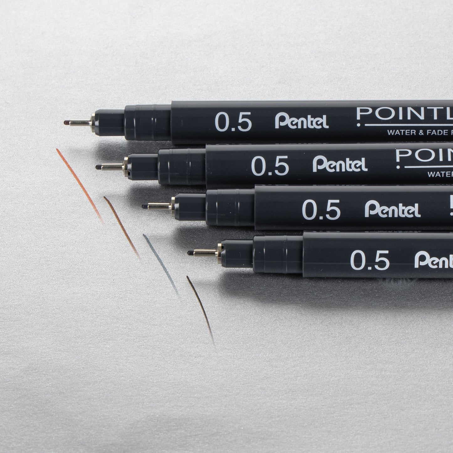 Pentel Arts Pointliner Pen, 5-Pack, 0.5mm Tip, Assorted Ink Colors