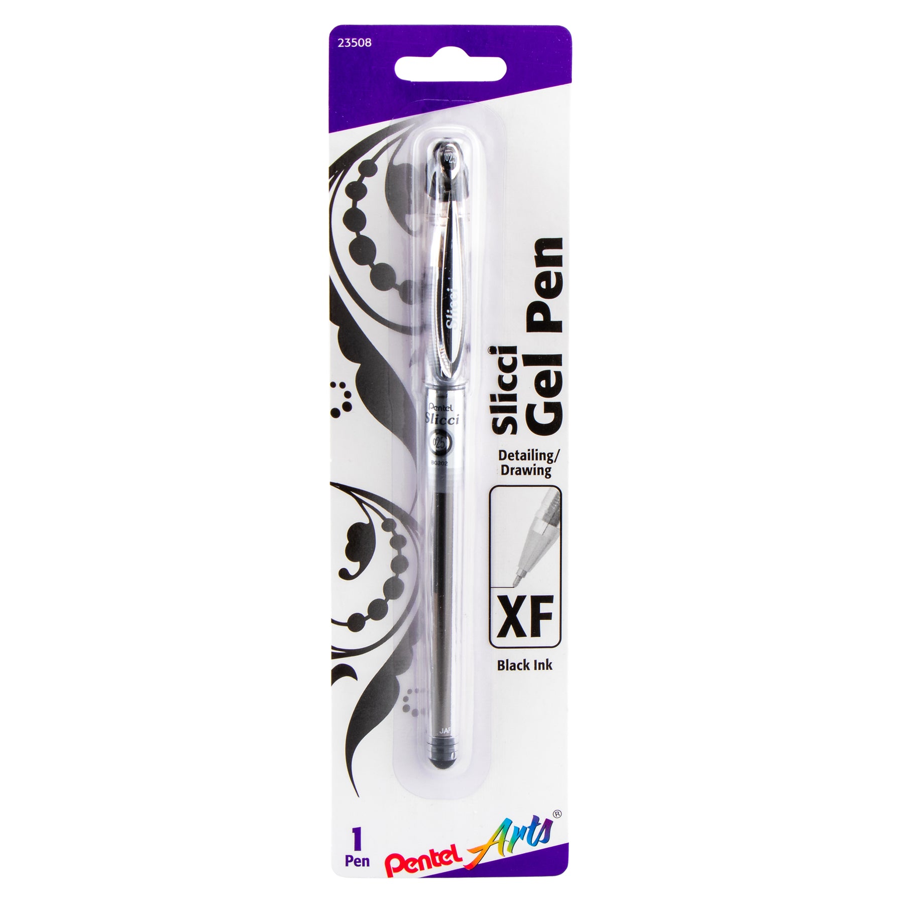 Pentel Arts Slicci 0.25 mm Extra Fine Gel Pen, Green Ink, 1 Pack (BG202BPD)