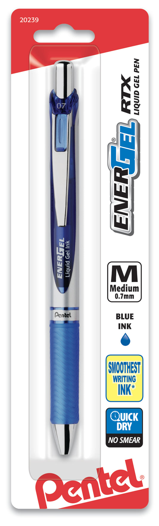 Pentel EnerGel BLN12 Gel Pen - Quick Drying, Smooth Writing 0.3mm-Red