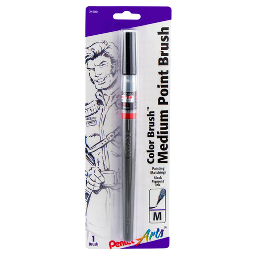 Pentel Color Brush Pen with Black Pigmented Ink Fine - Meininger Art Supply