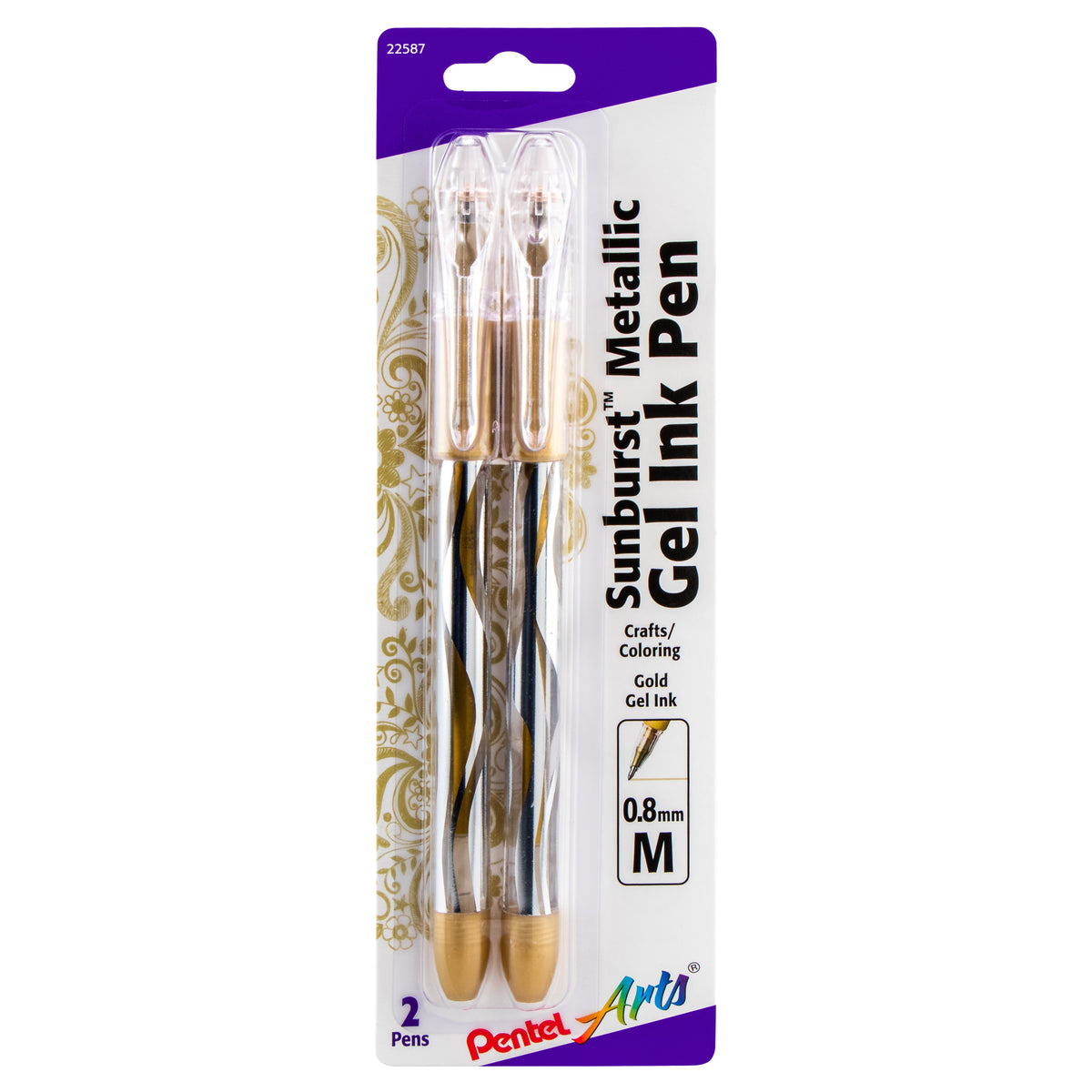 Sunburst™ Metallic Gel Pen, 2 Pack (Gold) — Pentel of America, Ltd.