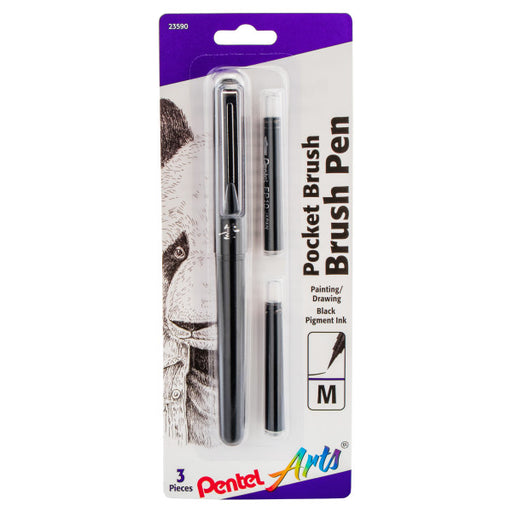 Pentel Pocket Brush Pen Refills, Pack Of 2 Black [Pack Of 4] (4PK-FP10BP2A  Black Ink) 