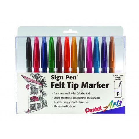 Black Drawing Pens 12 Pack Felt Tip Markers for Adults and Kids