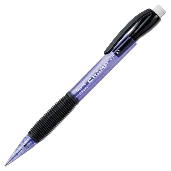 Pentel Champ Automatic Pencil 0.5 mm Translucent Gray Barrel 12 count