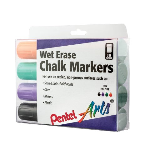 Pentel Arts Wet Erase Chalk Marker, Chisel Tip, Black Ink, Box of 12  (SMW26-A)