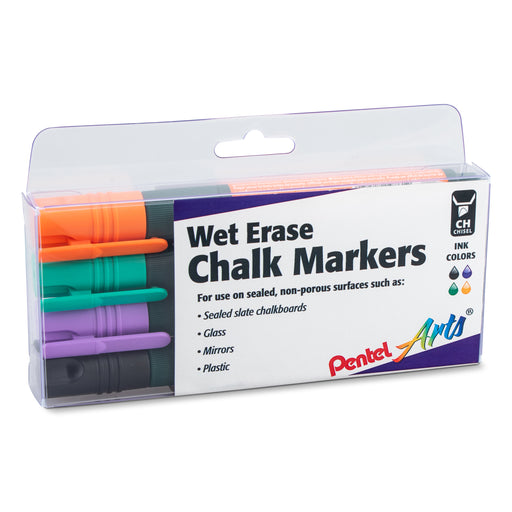 Pentel Arts Wet Erase Chalk Marker, Chisel Tip, Black Ink, Box of 12  (SMW26-A)